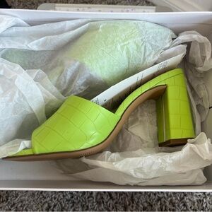 Women's Lime Green Block Heel Sandals